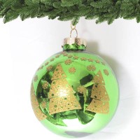 Новогодний елочный шар с фото, зеленый