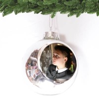 Новогодний елочный шар с фото, под серебро