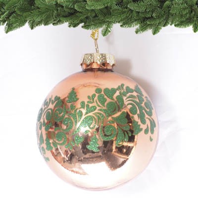 Новогодний елочный шар с фото, под бронзу с орнаментом